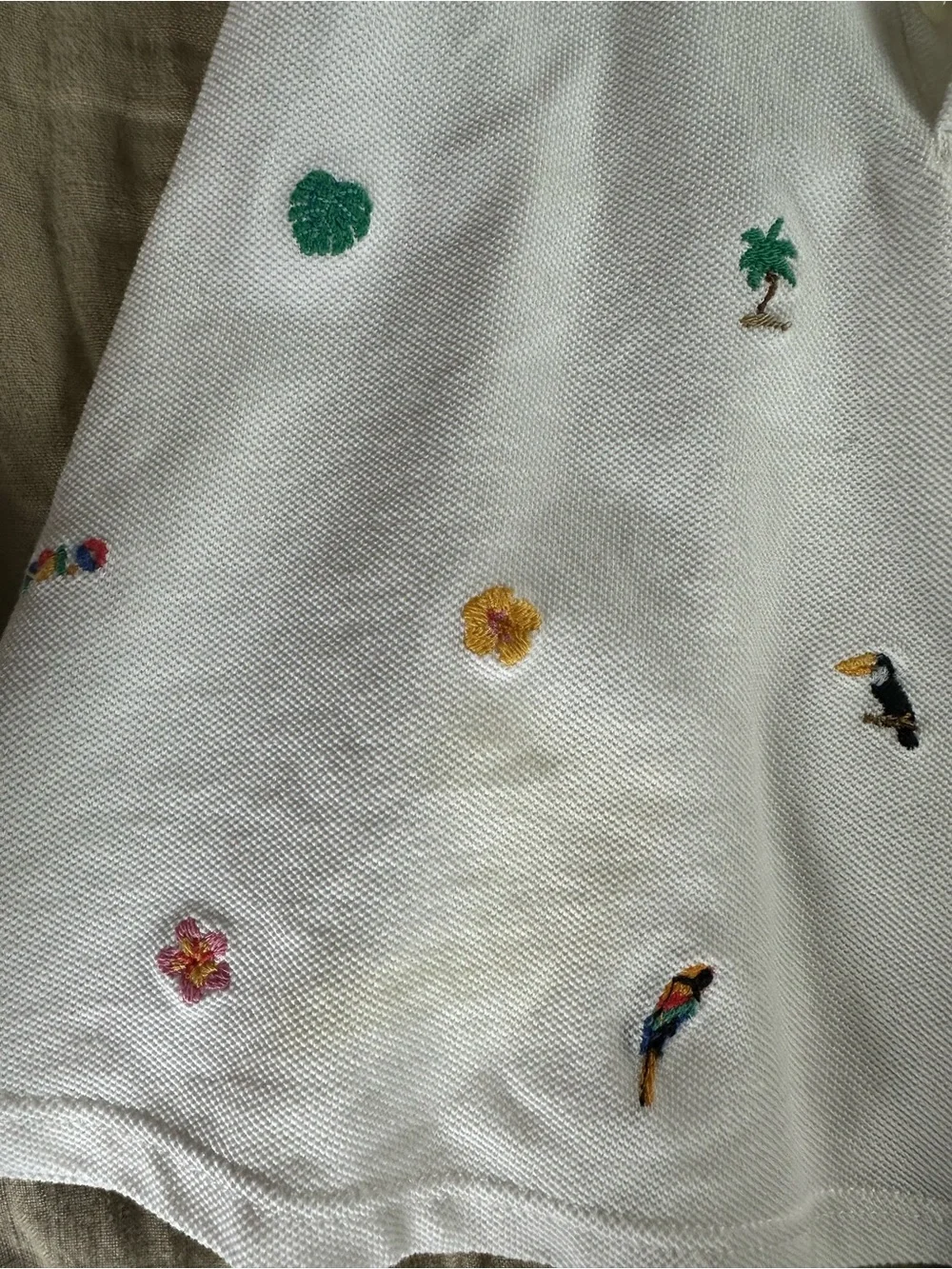 Ralph Lauren White Girls' Embroidered Tropical Polo Tunic size 6 months